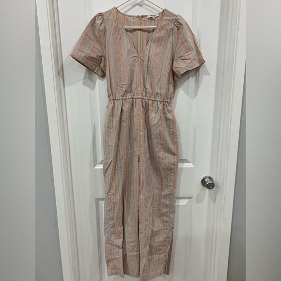 Madewell striped puff-sleeved tapered jumpsuit - Picture 6 of 8